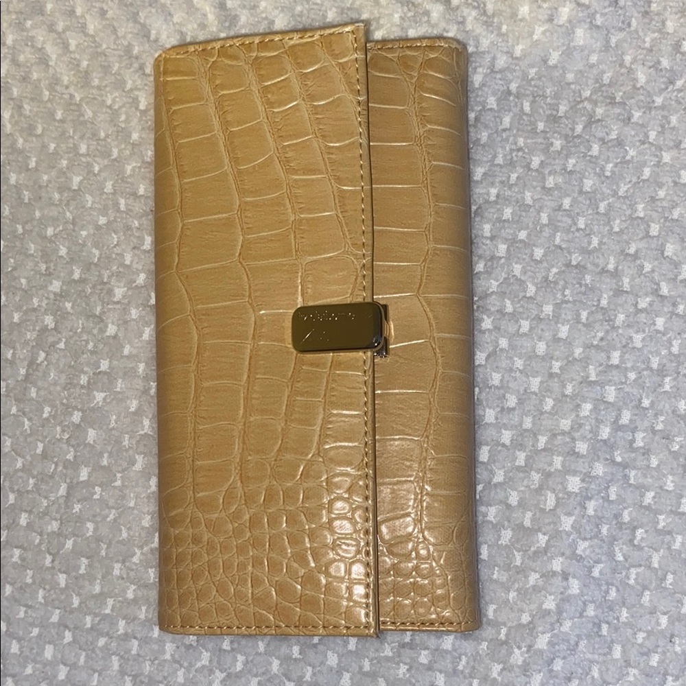 Liz Claiborne Tan Croc-Embossed Wallet